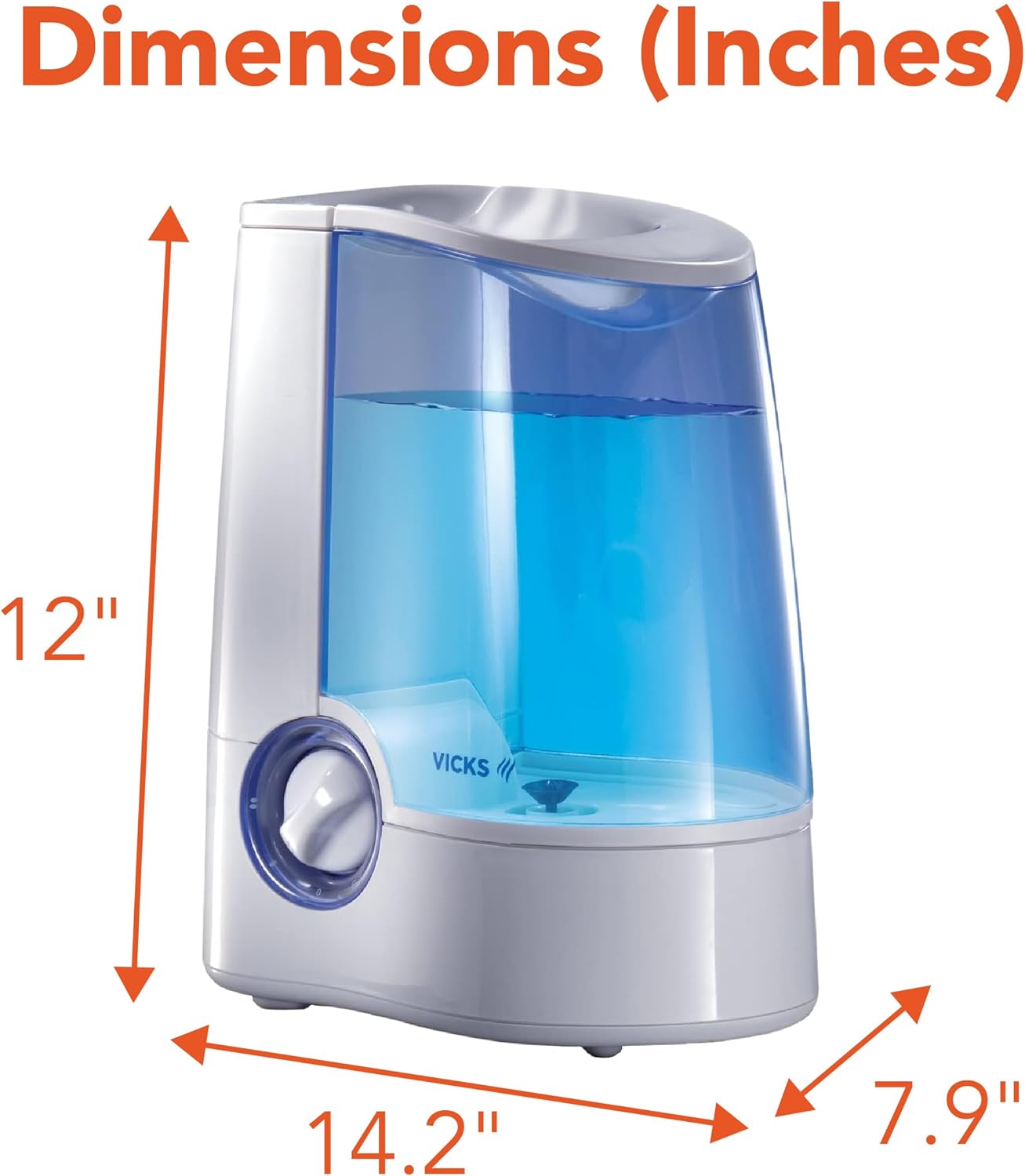 Vicks Warm Mist Humidifier Filter-Free 1-Gal Tank, Auto Shut-Off, Night Light, VapoPad and VapoSteam Compatible - Image 8