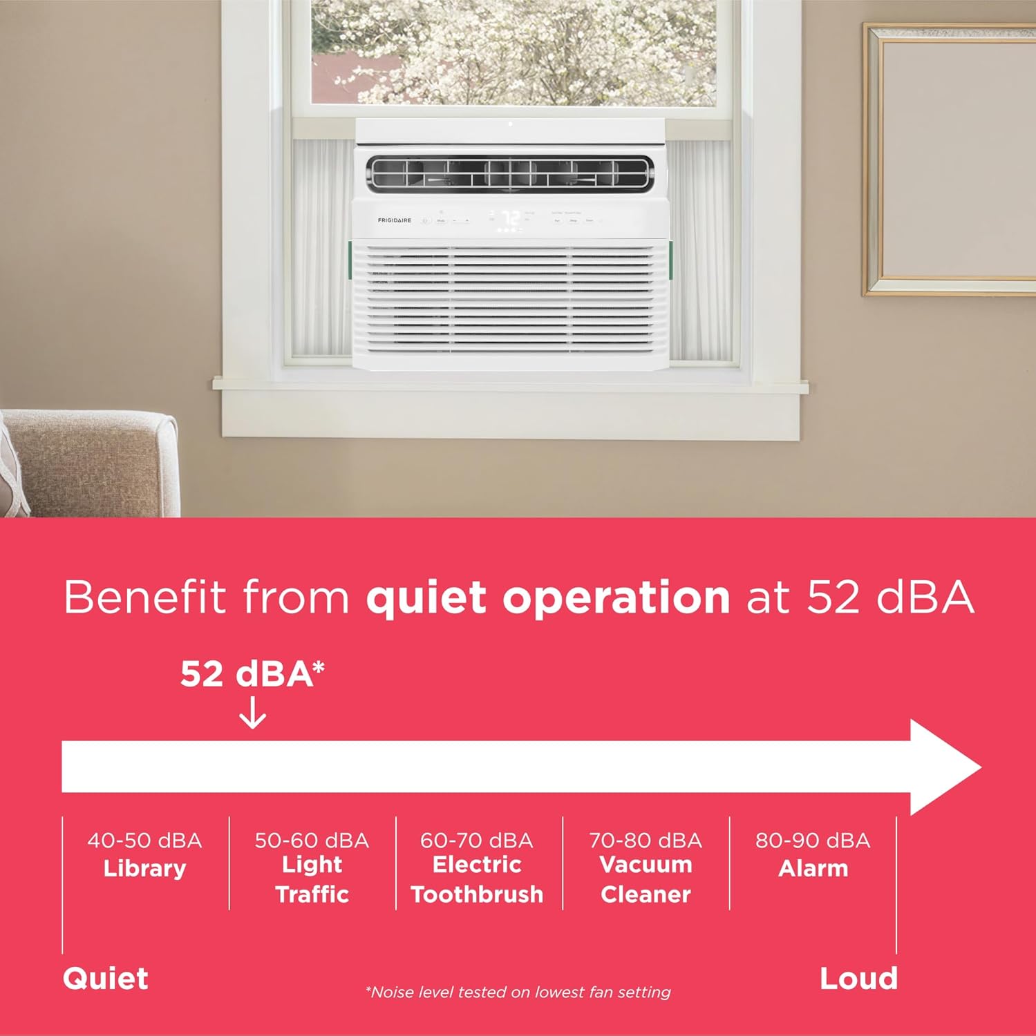 Frigidaire 5,000 BTU Window Air Conditioner with Remote Control, Cools Up to 150 Sq. Ft., Quiet Operation, Eco Mode, 3 Fan Speeds, Auto Restart, White - Image 6