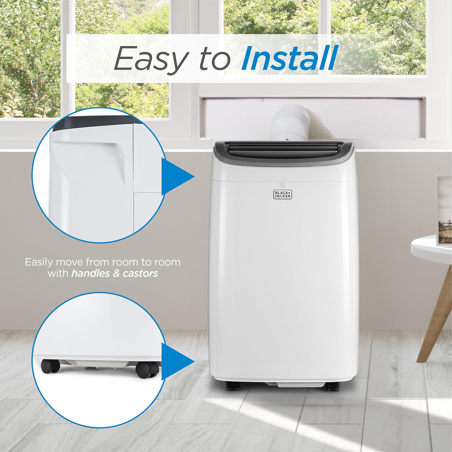 BLACK+DECKER Portable Air Conditioner, 9,000 BTU, BPACT08WT, White | 5,300 BTU SACC for Rooms up to 400 Sq. Ft., 3-in-1 Portable AC, Fan and Dehum with Follow Me Remote Control and Window Kit - Image 7