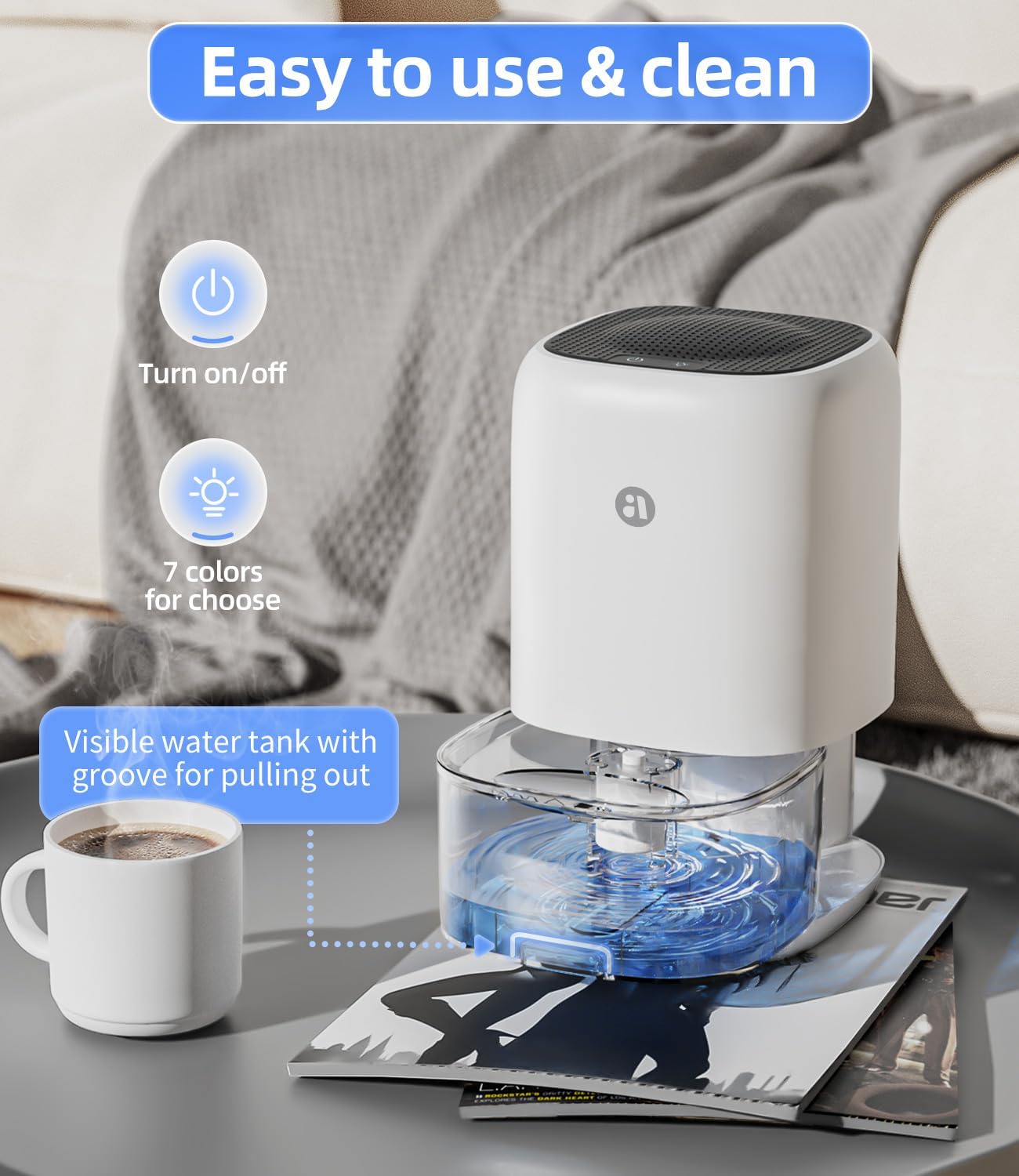 Dehumidifier, 35 OZ Small Dehumidifiers for Bedroom for Home, Quiet with Auto Shut Off, Dehumidifiers for Bedroom (280 sq. ft), Bathroom, RV, Closet, White - Image 6