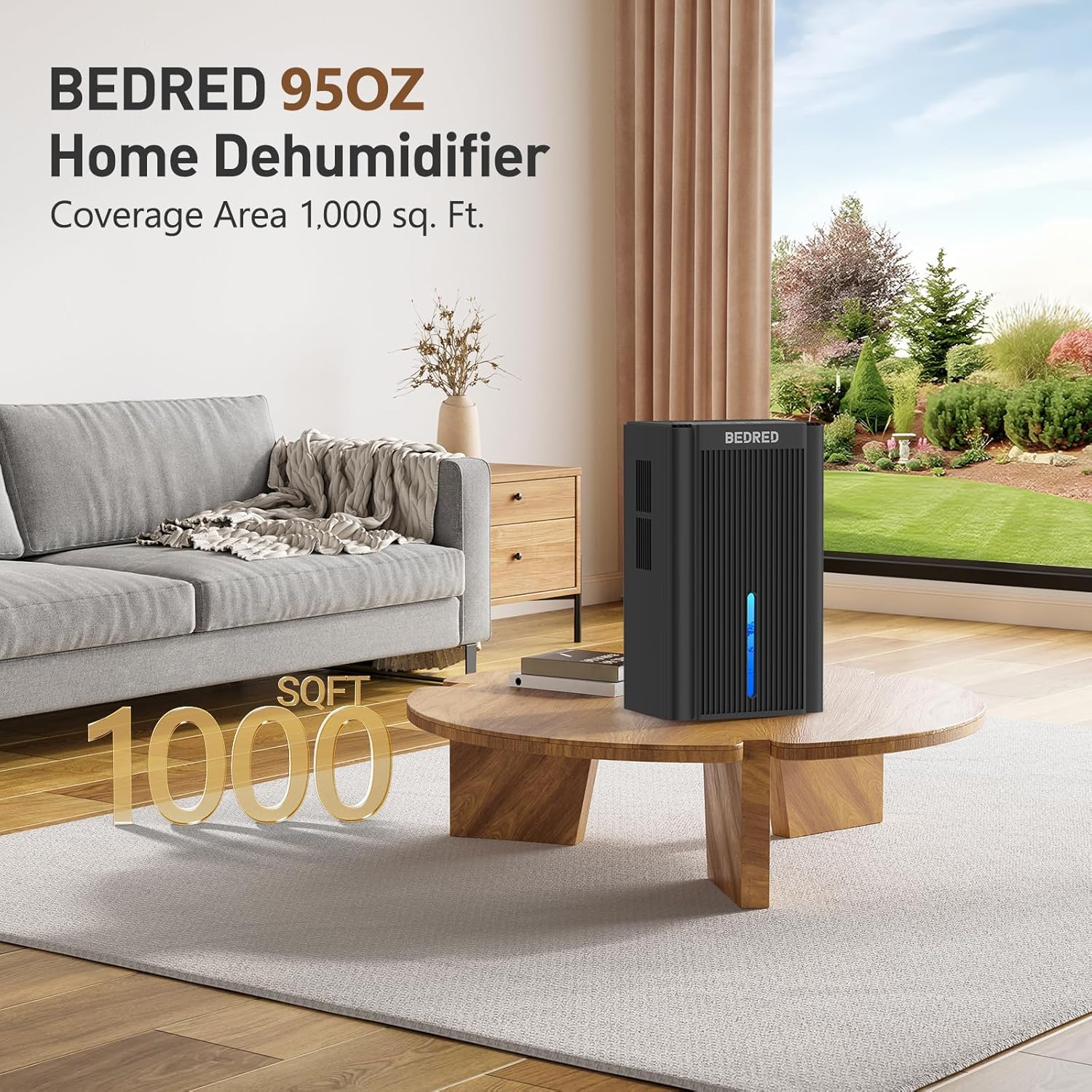Dehumidifier, 95OZ Dehumidifier for Home 1000 Sq.Ft - Quiet with Auto Shut Off & Relaxing 7 Color Ambient Light,Ideal for Livingroom, Bedroom, Basement(Black) - Image 2