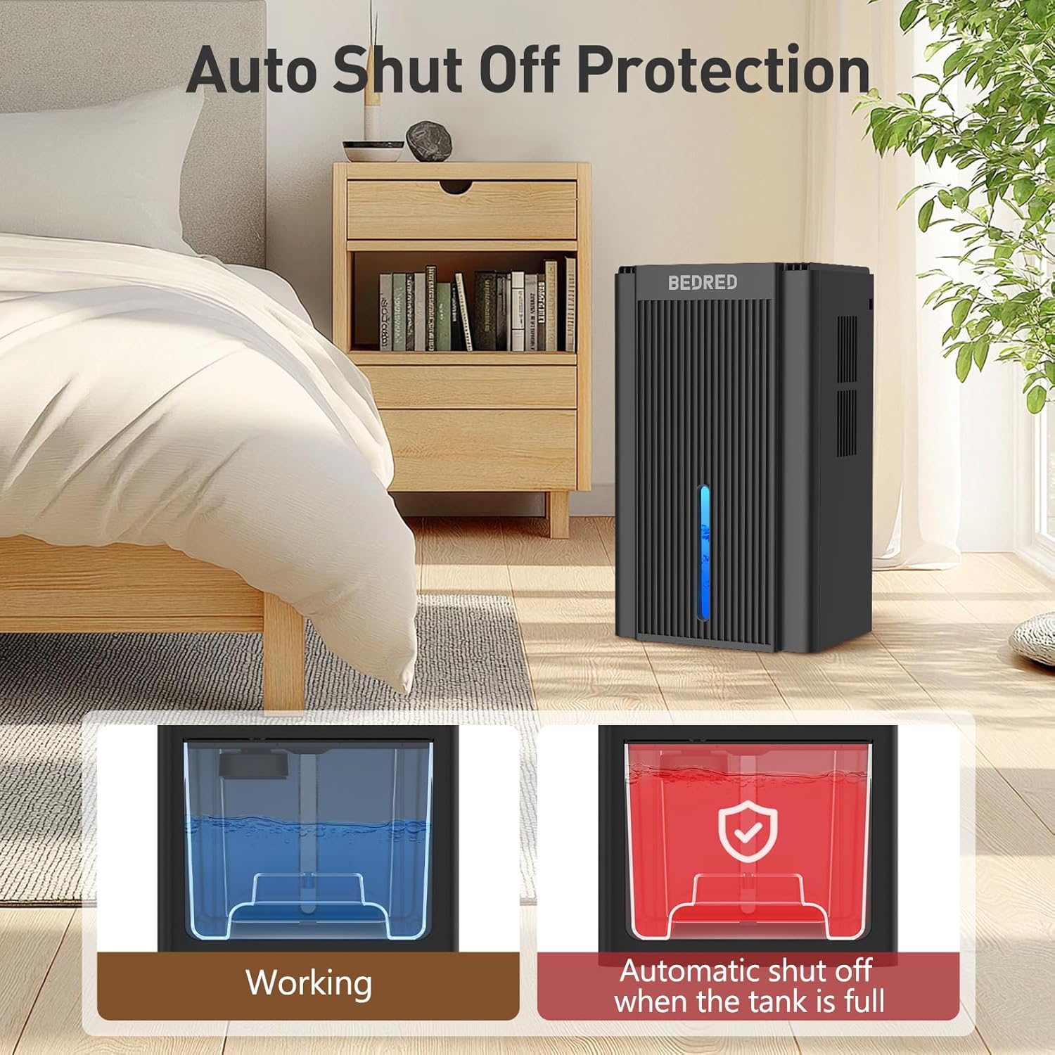 Dehumidifier, 95OZ Dehumidifier for Home 1000 Sq.Ft - Quiet with Auto Shut Off & Relaxing 7 Color Ambient Light,Ideal for Livingroom, Bedroom, Basement(Black) - Image 4