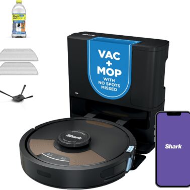 Shark Matrix Plus 2in1 Robot Vacuum & Mop with Sonic Mopping, Matrix Clean, Home Mapping, HEPA Bagless Self Empty Base, CleanEdge, for Pet Hair, WiFi, Black/Brass, AV2620WA