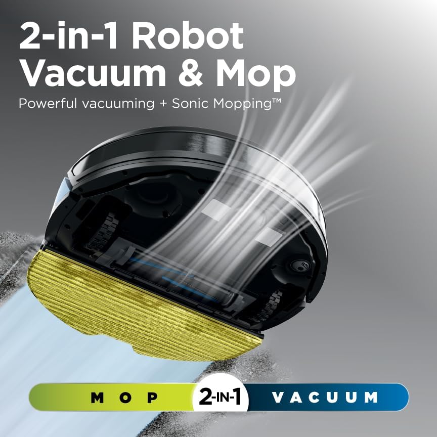 Shark Matrix Plus 2in1 Robot Vacuum & Mop with Sonic Mopping, Matrix Clean, Home Mapping, HEPA Bagless Self Empty Base, CleanEdge, for Pet Hair, WiFi, Black/Brass, AV2620WA - Image 2