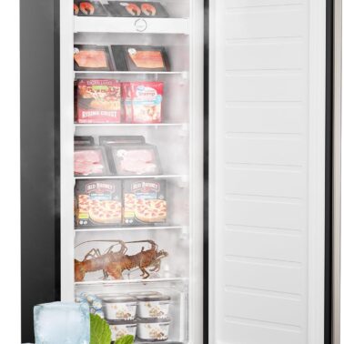 Upstreman 7.0 Cu.Ft Upright Freezer, Large Capacity Stand Up Freezers with 5 Adjustable Shelves, Convertible Refrigerator/Freezer, Reversible Door for Home, Basement, Apartment (Stainless)